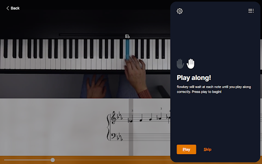 Flowkey Keyboard Shortcuts  from Chrome web store to be run with OffiDocs Chromium online
