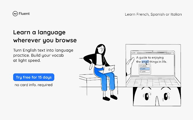 Fluent: Language Learning Vocab  from Chrome web store to be run with OffiDocs Chromium online