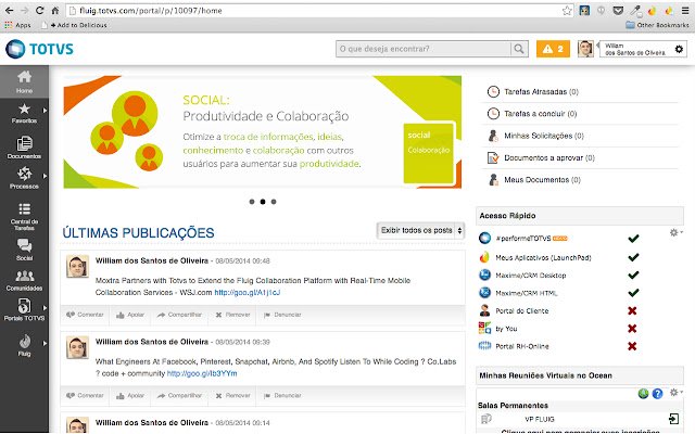 Extensão Fluig da loja virtual do Chrome será executada com OffiDocs Chromium online