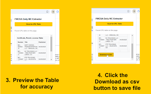 FMCSA Daily MC Extractor  from Chrome web store to be run with OffiDocs Chromium online
