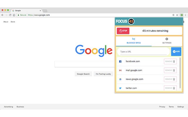 Chrome ウェブストアの Focus 45 を OffiDocs Chromium オンラインで実行する