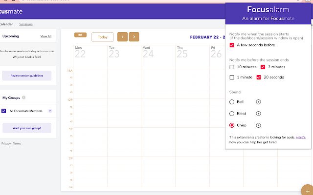 Focusalarm  from Chrome web store to be run with OffiDocs Chromium online