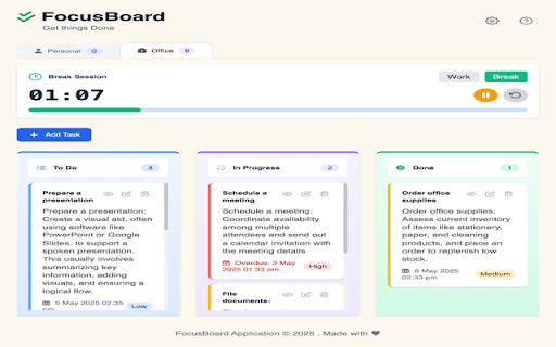 FocusBoard  from Chrome web store to be run with OffiDocs Chromium online