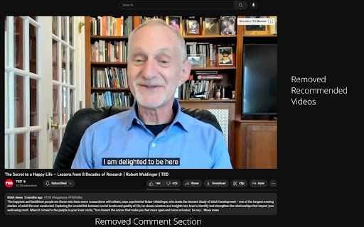 Focused for YouTube: Remove Distractions  from Chrome web store to be run with OffiDocs Chromium online