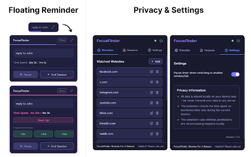 FocusFinder Widget: Browse, For A Reason  from Chrome web store to be run with OffiDocs Chromium online
