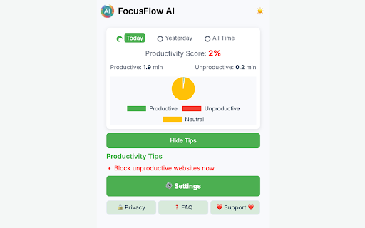 FocusFlow AI  from Chrome web store to be run with OffiDocs Chromium online