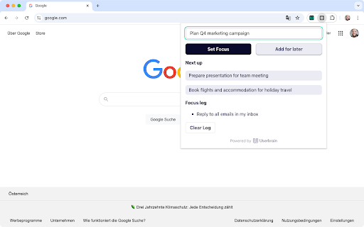 Focus Log  from Chrome web store to be run with OffiDocs Chromium online