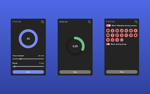 Focus: Pomodoro Timer, Website Blocker  from Chrome web store to be run with OffiDocs Chromium online