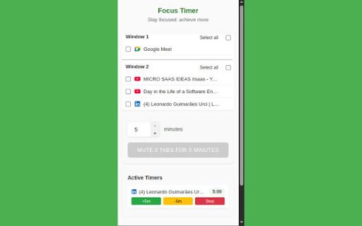 Focus Timer  from Chrome web store to be run with OffiDocs Chromium online