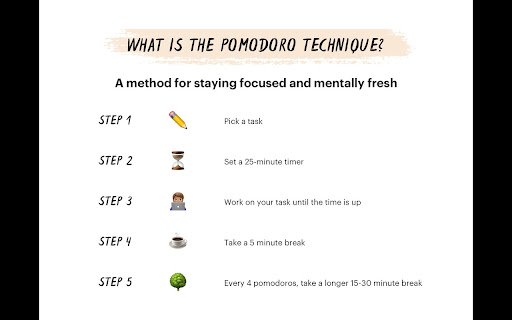 Focus Timer Pomodoro Technique  from Chrome web store to be run with OffiDocs Chromium online