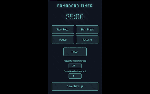 Focus Timer PRO  from Chrome web store to be run with OffiDocs Chromium online