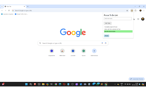 Focus To Do List  from Chrome web store to be run with OffiDocs Chromium online