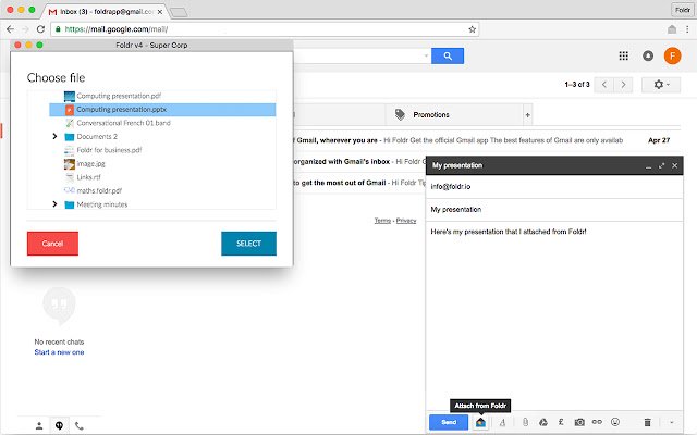 Foldr pour Gmail de la boutique en ligne Chrome à exécuter avec OffiDocs Chromium en ligne
