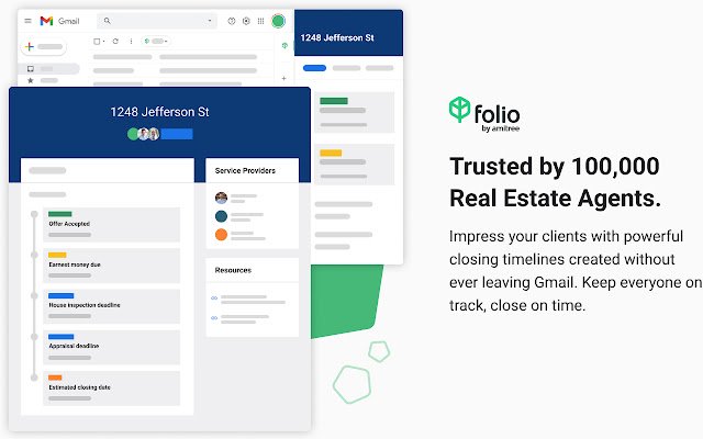 Fólio: Gerenciar negócios imobiliários do Gmail na loja on-line do Chrome para ser executado com OffiDocs Chromium online