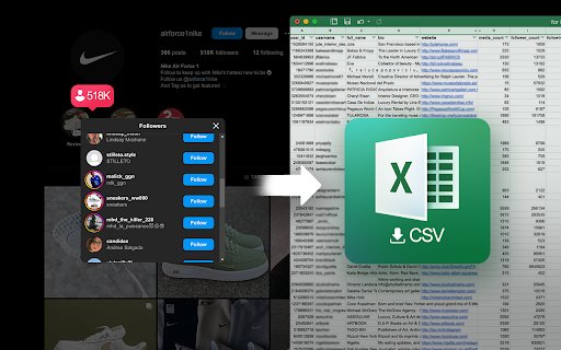 Follower Export Tool from Chrome web store to be run with OffiDocs Chromium online Follower Export Tool from Chrome web store to be run with OffiDocs Chromium online