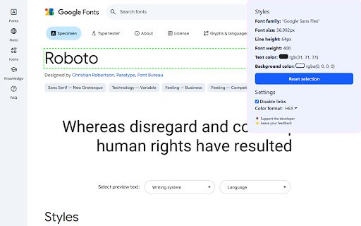 Font and color picker  from Chrome web store to be run with OffiDocs Chromium online