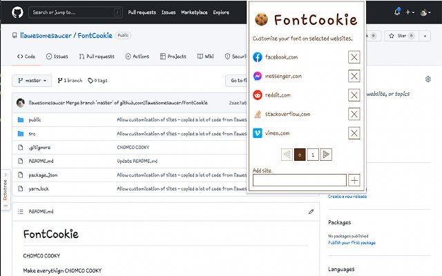 Fontcookie ze sklepu internetowego Chrome do uruchomienia z OffiDocs Chromium online