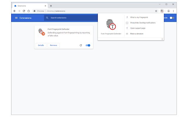 Font Fingerprint Defender mula sa Chrome web store na tatakbo sa OffiDocs Chromium online