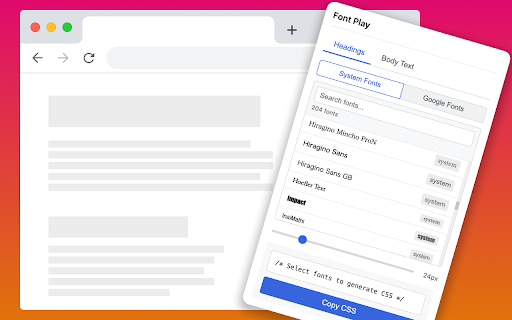 Font Play  from Chrome web store to be run with OffiDocs Chromium online