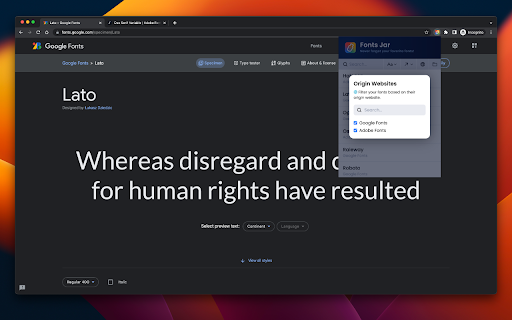 Fonts Jar  from Chrome web store to be run with OffiDocs Chromium online