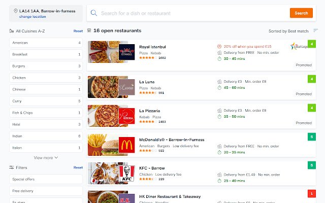 Food Hygiene Ratings for Just Eat from Chrome web store to be run with OffiDocs Chromium online Food Hygiene Ratings for Just Eat from Chrome web store to be run with OffiDocs Chromium online