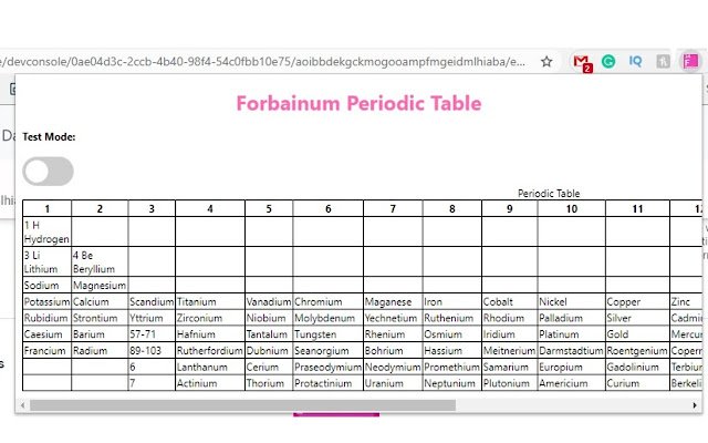 Forbainum Periodic Table  from Chrome web store to be run with OffiDocs Chromium online