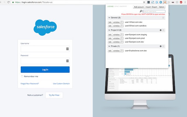 Force.com LOGINS  from Chrome web store to be run with OffiDocs Chromium online
