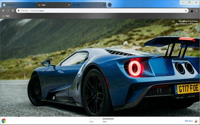 Chrome 网上商店的福特 GT Blue 最快超级赛车将通过 OffiDocs Chromium 在线运行