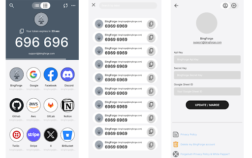 ForgeAuth  from Chrome web store to be run with OffiDocs Chromium online