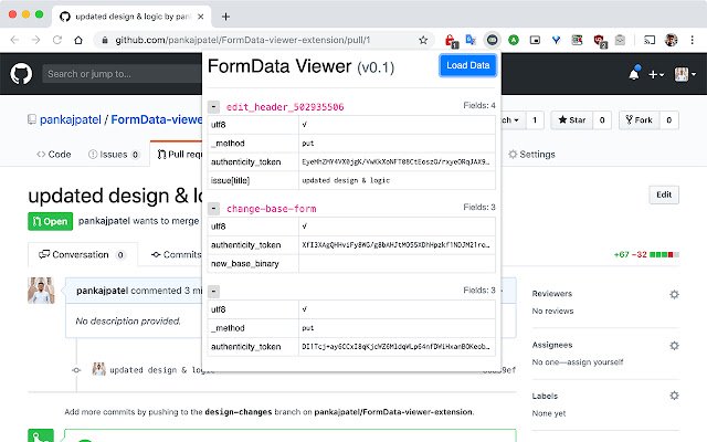 FormData Viewer da Chrome Web Store para ser executado com OffiDocs Chromium online