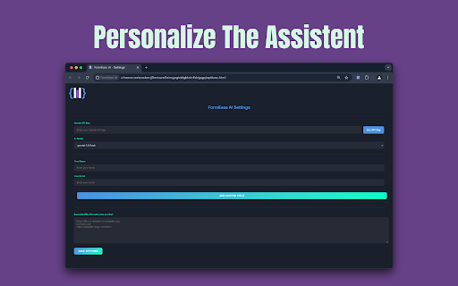 FormEase AI: Free Intelligent Auto Filler for Forms, Jobs and More–Speed Up  from Chrome web store to be run with OffiDocs Chromium online