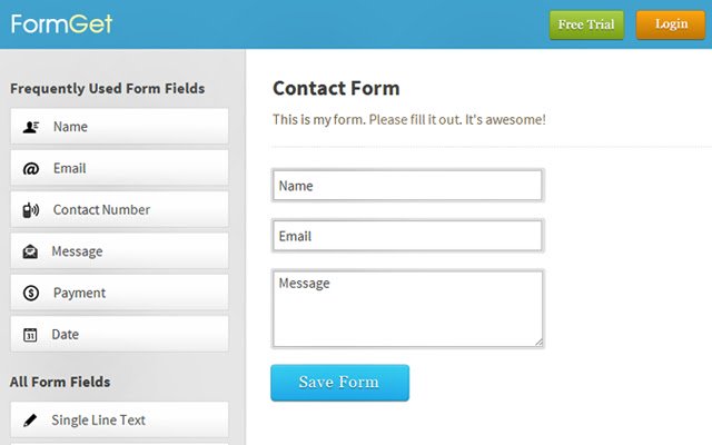 Kreator formularzy kontaktowych FormGet Online ze sklepu internetowego Chrome, który można uruchomić z OffiDocs Chromium online
