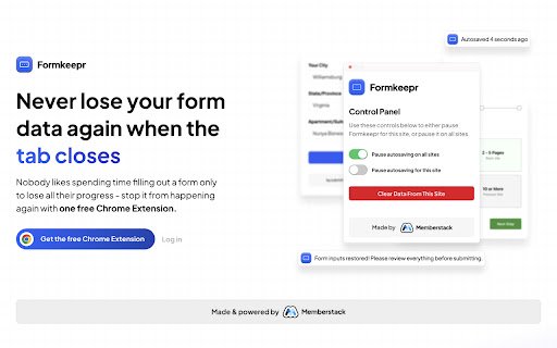 Formkeepr  from Chrome web store to be run with OffiDocs Chromium online