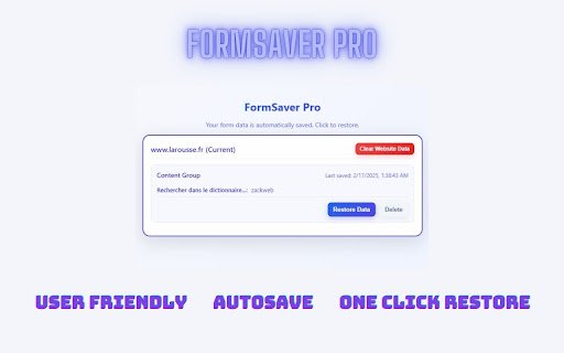 FormSaver Pro  from Chrome web store to be run with OffiDocs Chromium online