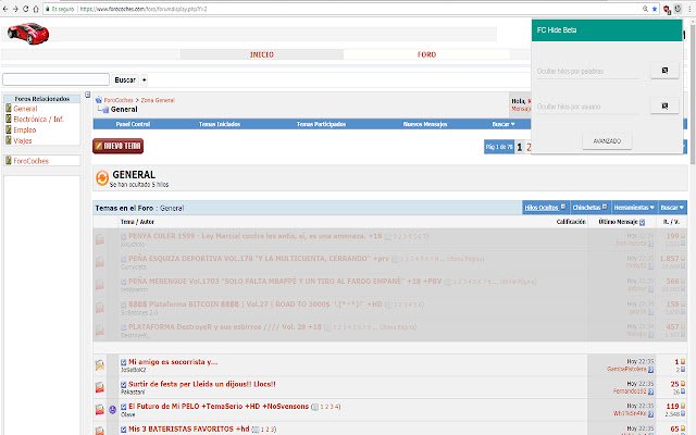 ForoCoches Hide de la boutique en ligne Chrome doit être exécuté avec OffiDocs Chromium en ligne