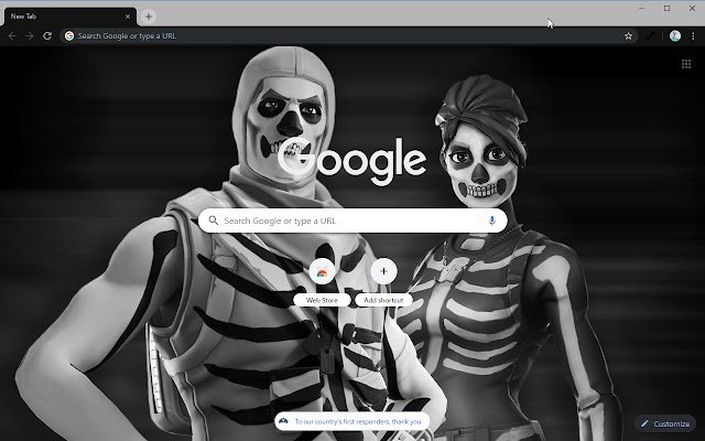 Fortnite: Skull Squad (Dark Theme) uit de Chrome-webwinkel wordt uitgevoerd met OffiDocs Chromium online