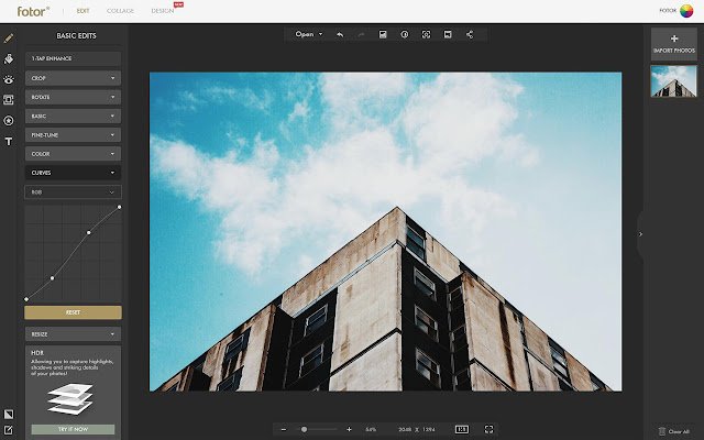 Fotor Photo Editor dal Chrome web store da eseguire con OffiDocs Chromium online