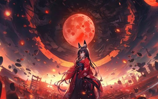 Fox Girl Under the Blood Moon  from Chrome web store to be run with OffiDocs Chromium online