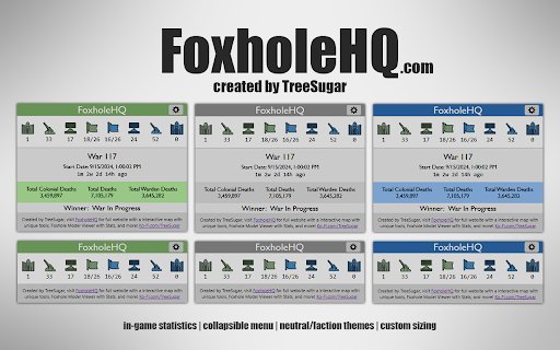 FoxholeHQ  from Chrome web store to be run with OffiDocs Chromium online
