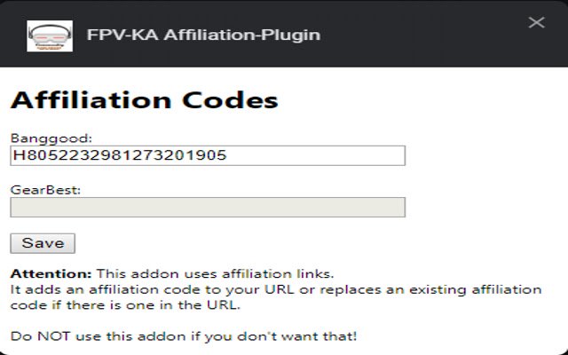 FPV KA Affiliation Plugin ຈາກຮ້ານເວັບ Chrome ທີ່ຈະດໍາເນີນການກັບ OffiDocs Chromium ອອນໄລນ໌