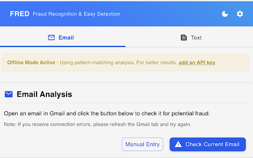 FRED: Fraud Recognition  Easy Detection  from Chrome web store to be run with OffiDocs Chromium online