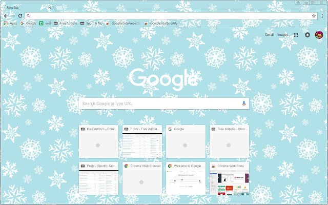 FreeAddon.com Winter Snow Flakes Theme  from Chrome web store to be run with OffiDocs Chromium online