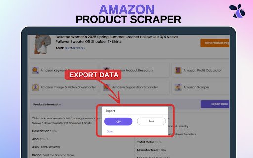 Free Amazon Product Scraper and Exporter | Ecomstal  from Chrome web store to be run with OffiDocs Chromium online