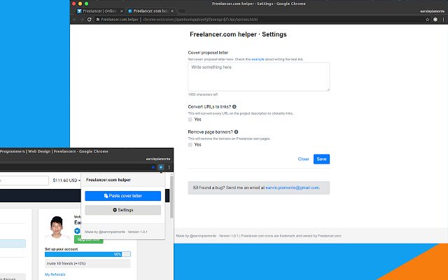 Chrome वेब स्टोर से Freelancer.com हेल्पर को ऑनलाइन OffiDocs Chromium के साथ चलाया जाएगा