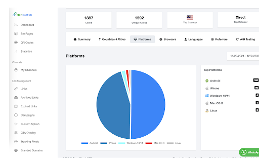 FreeShortURL White Label URL Shortener, QR Code Maker  Link Tracker  from Chrome web store to be run with OffiDocs Chromium online