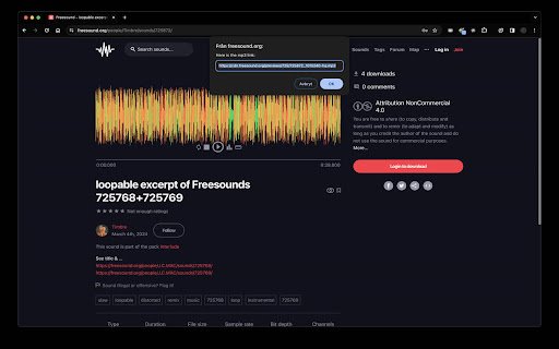 Freesound parser  from Chrome web store to be run with OffiDocs Chromium online