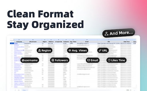 FREE TikTok Exporter Export TikTok Followings, Influencer Data to Excel  from Chrome web store to be run with OffiDocs Chromium online