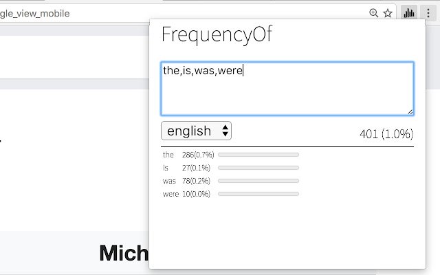 FrequencyOf  from Chrome web store to be run with OffiDocs Chromium online