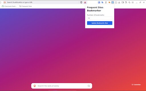 Frequent Sites Bookmarker  from Chrome web store to be run with OffiDocs Chromium online