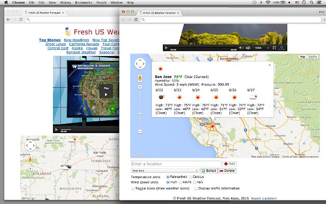 Bagong US Weather Forecast mula sa Chrome web store na tatakbo sa OffiDocs Chromium online